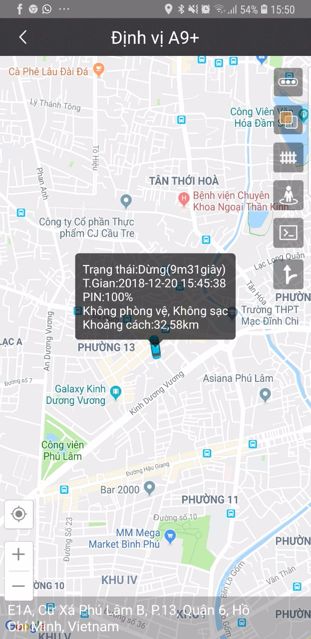 Xem định vị xe máy trên bản đồ Sao Việt jsc